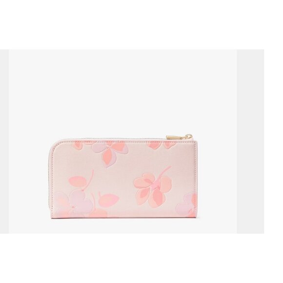 KATE SPADE NY Devin Springs Pansies leather women's zip large wallet - Pink - Picture 3 of 6
